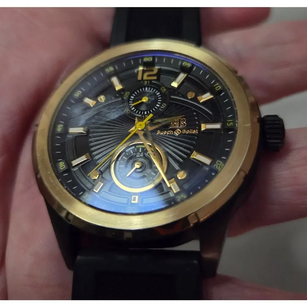 Buech & Boilat Black Gold WATCH 14183 Timer Rubber 5 ATM Water Resistant